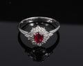 Fine 0.40ct Natural Ruby & 0.48ct Diamond Platinum Ring, Size 8.5