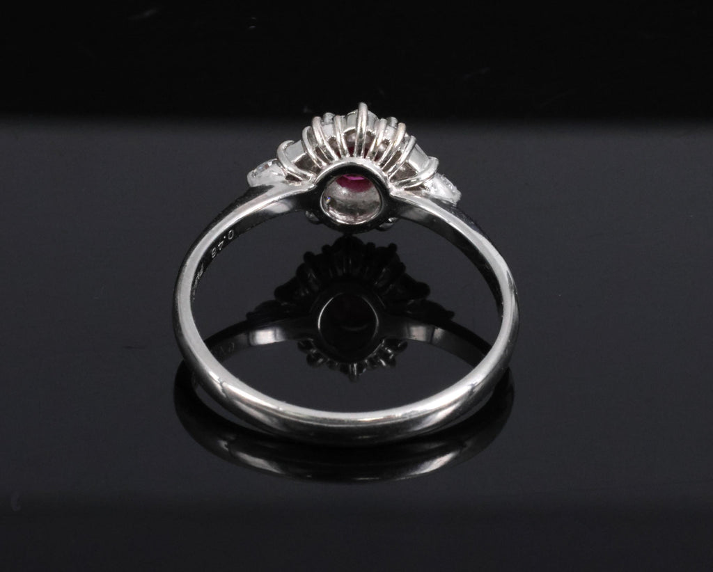 Fine 0.40ct Natural Ruby & 0.48ct Diamond Platinum Ring, Size 8.5