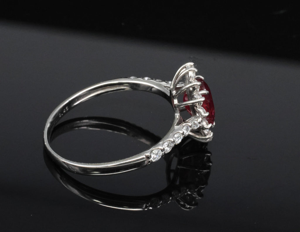 Fine 1.31ct AIGS GIA Pigeon Blood Ruby 0.46ct Diamond Platinum Ring Size 7