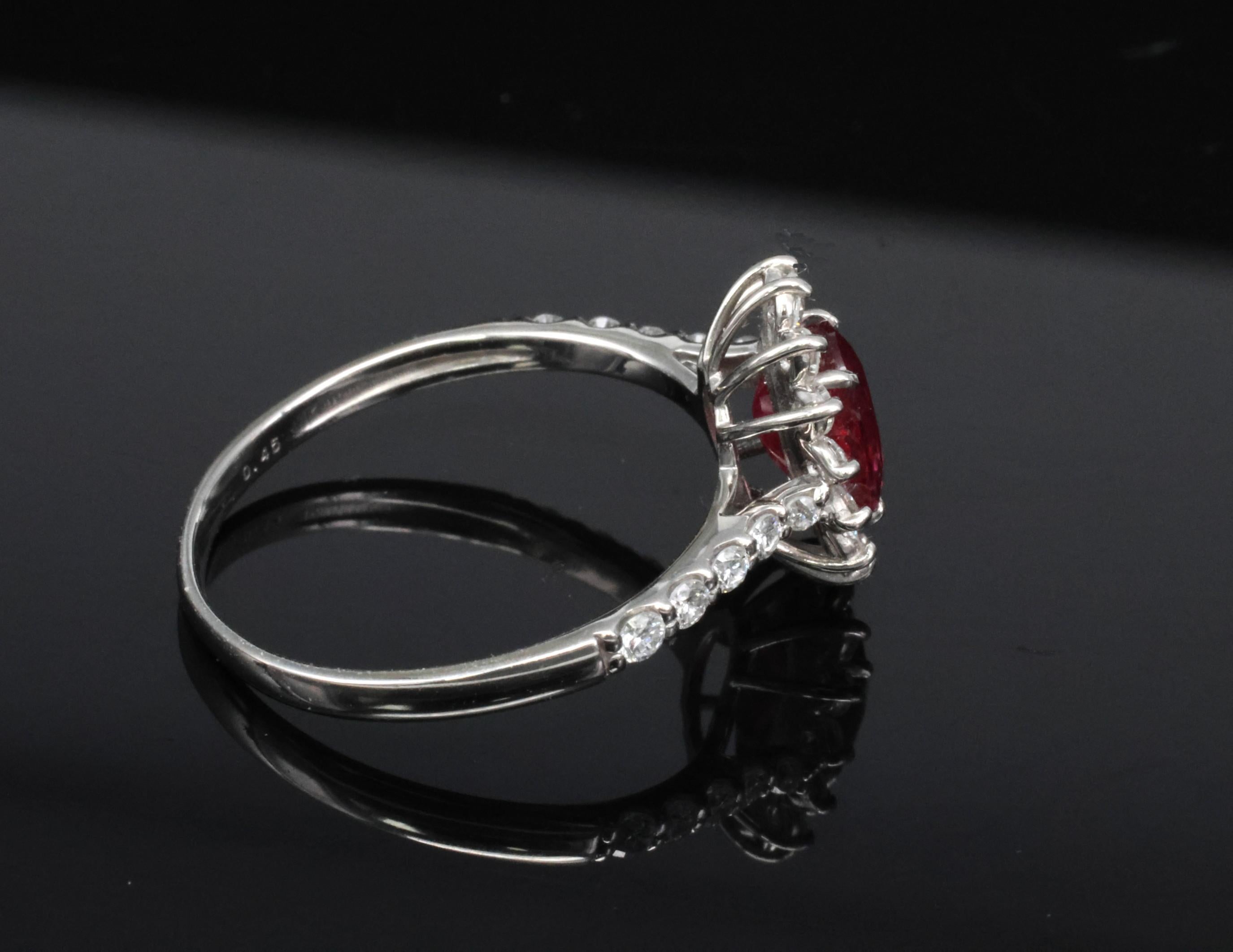 Fine 1.31ct AIGS GIA Pigeon Blood Ruby 0.46ct Diamond Platinum Ring Size 7