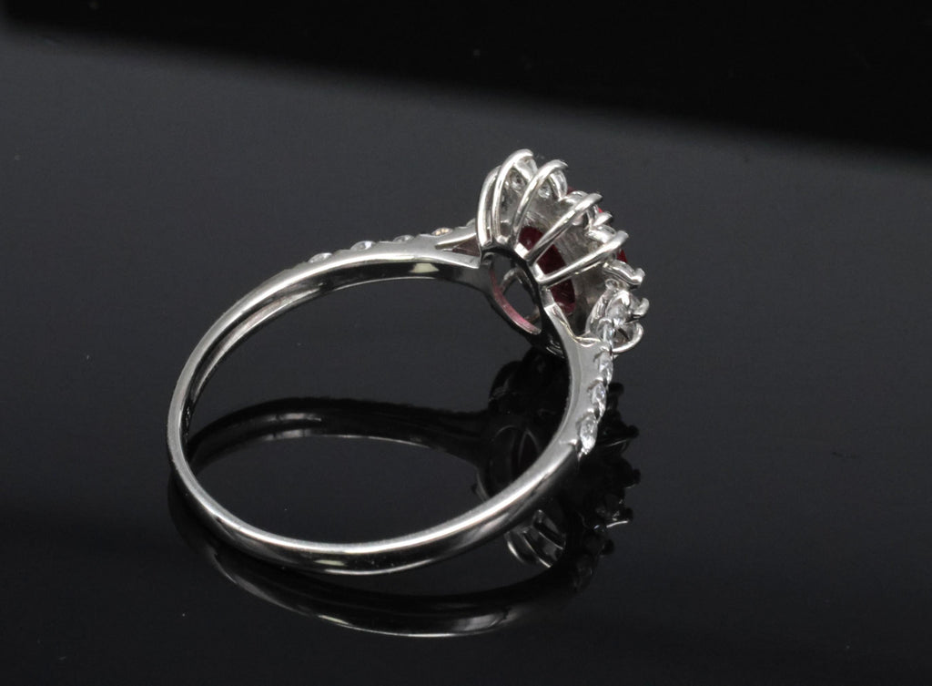 Fine 1.31ct AIGS GIA Pigeon Blood Ruby 0.46ct Diamond Platinum Ring Size 7