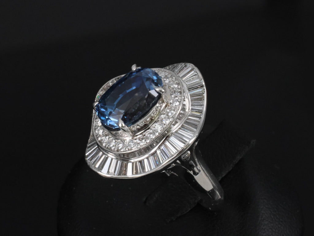 Vintage 6.27ct GIA Certified Sapphire & 1.46ct Diamond Platinum Ring, Size 8.25