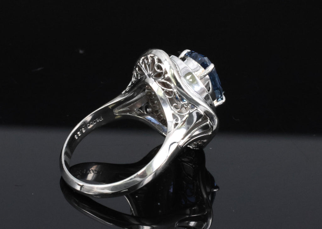 Vintage 6.27ct GIA Certified Sapphire & 1.46ct Diamond Platinum Ring, Size 8.25