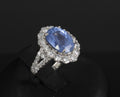 Rare 4.71ct GIA Ceylon No Heat Sapphire & 1.32ct Diamond Platinum Ring Size 6.25