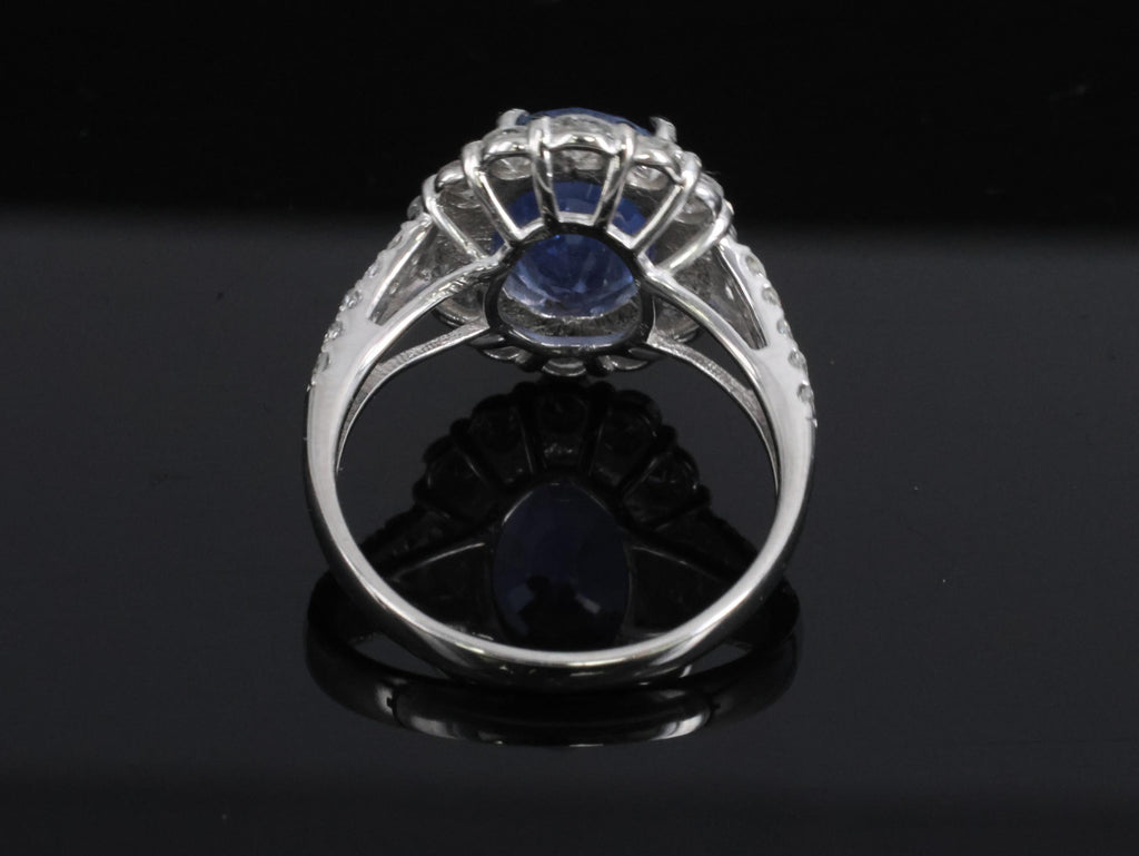 Rare 4.71ct GIA Ceylon No Heat Sapphire & 1.32ct Diamond Platinum Ring Size 6.25