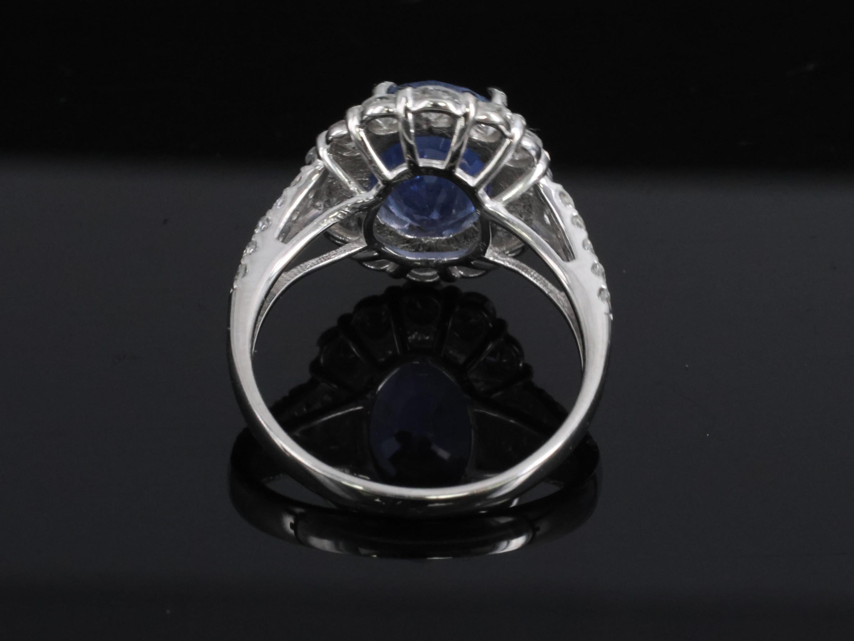 Rare 4.71ct GIA Ceylon No Heat Sapphire & 1.32ct Diamond Platinum Ring Size 6.25