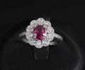 Fine 1.0ct GIA Mozambique No Heat Ruby & 0.64ct Diamond Platinum Ring Size 5.75