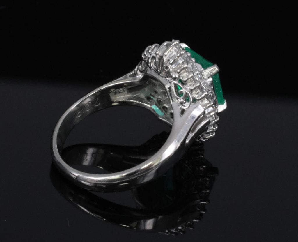 Rare 2.08ct GIA Colombian No Oil Emerald 0.51ct Diamond Platinum Ring Size 4.25
