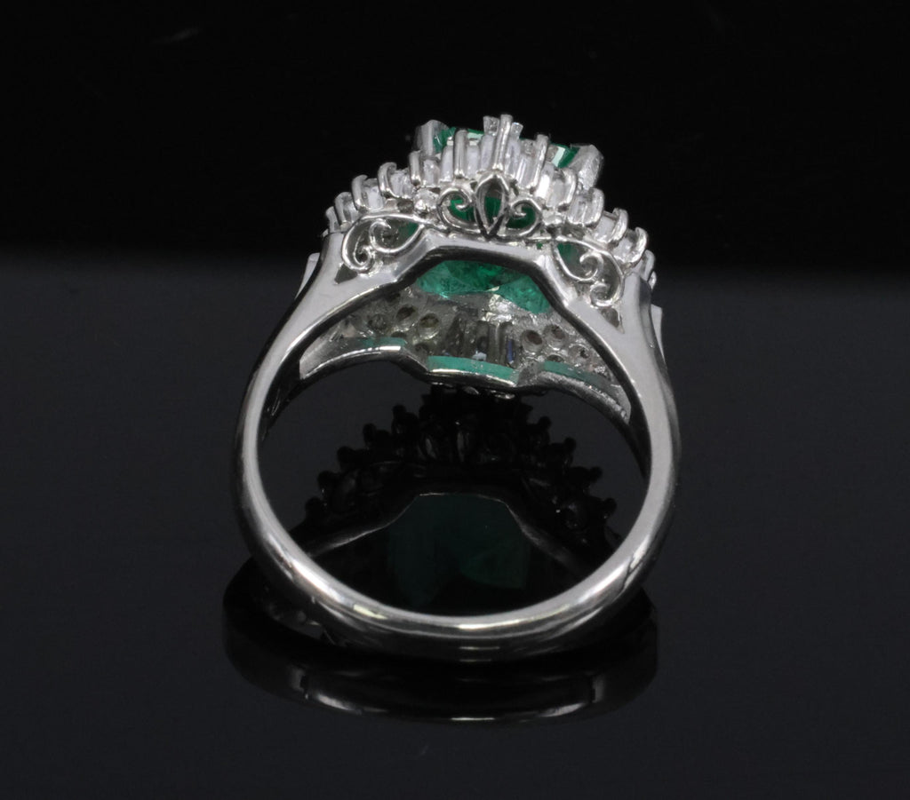 Rare 2.08ct GIA Colombian No Oil Emerald 0.51ct Diamond Platinum Ring Size 4.25