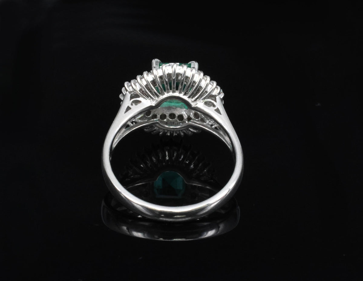 0.95ct Intense Green Natural Emerald & 0.77ct Diamond Platinum Ring, Size 6.25