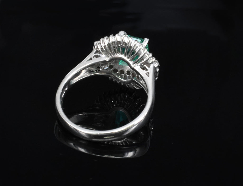 0.95ct Intense Green Natural Emerald & 0.77ct Diamond Platinum Ring, Size 6.25