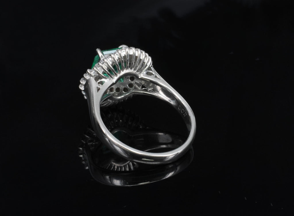 0.95ct Intense Green Natural Emerald & 0.77ct Diamond Platinum Ring, Size 6.25