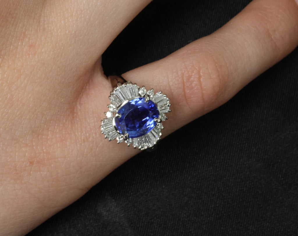 2.62ct GIA Ceylon Heated Sapphire & 0.47ct Diamond Platinum Ring Size 5.25, 7.5g