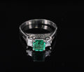 Estate 0.85ct Natural Colombian Emerald 0.26ct Diamond Platinum Ring, Size 6.25