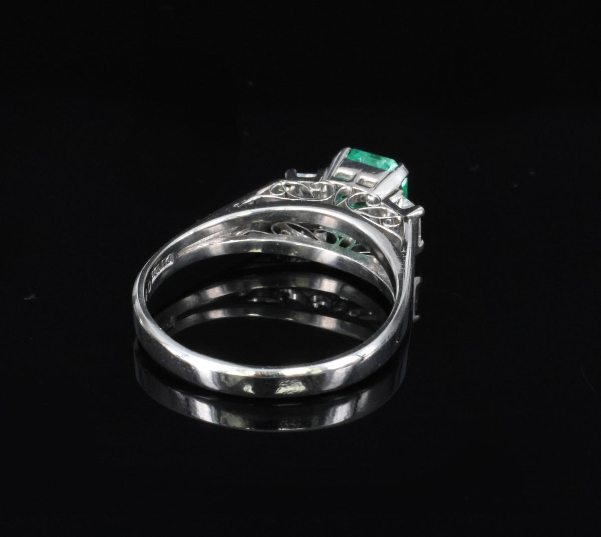 Estate 0.85ct Natural Colombian Emerald 0.26ct Diamond Platinum Ring, Size 6.25
