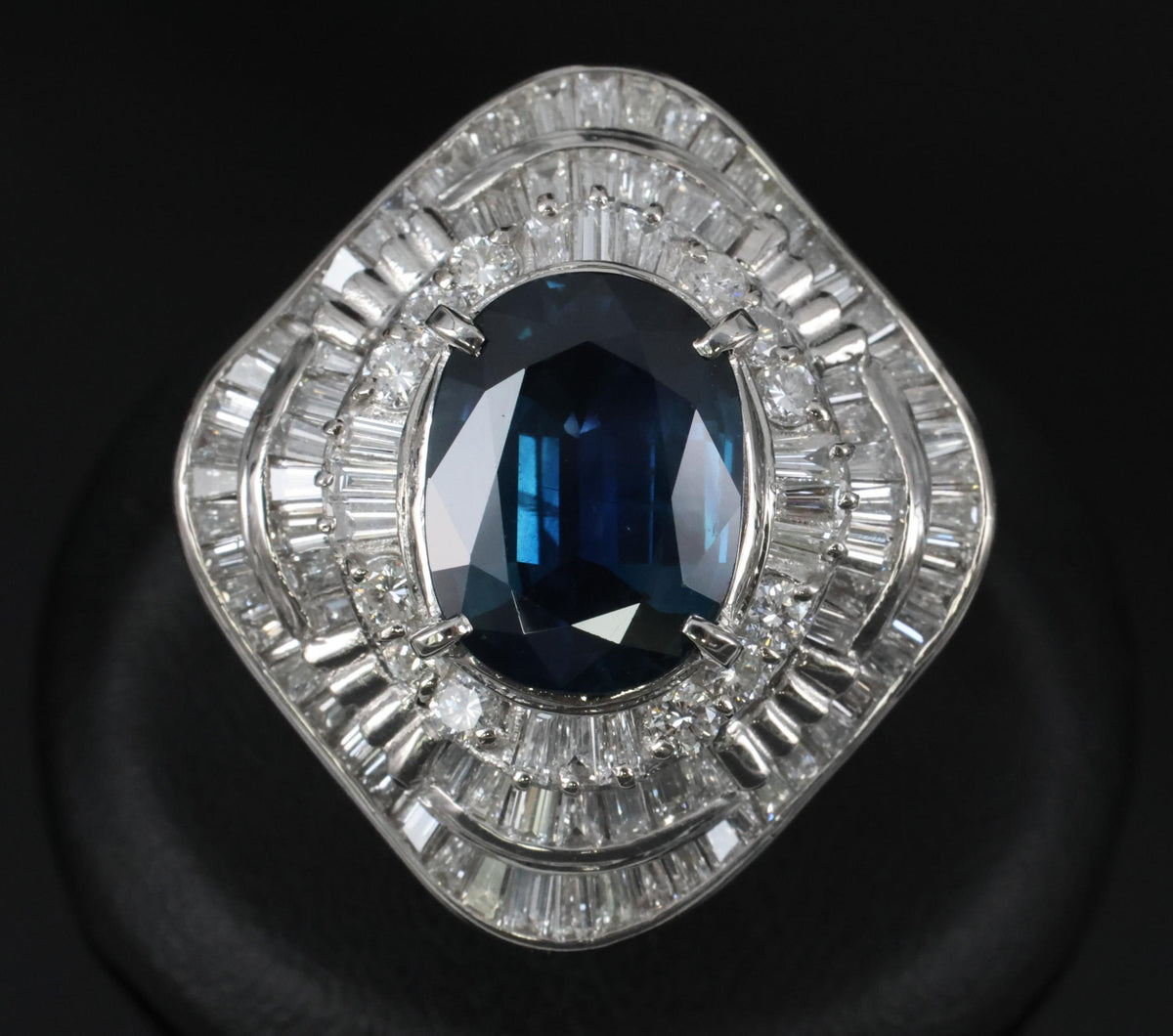 Massive 8.05ct GIA Thai Blue Sapphire & 3.16ct Diamond Platinum Ring, Size 7.5