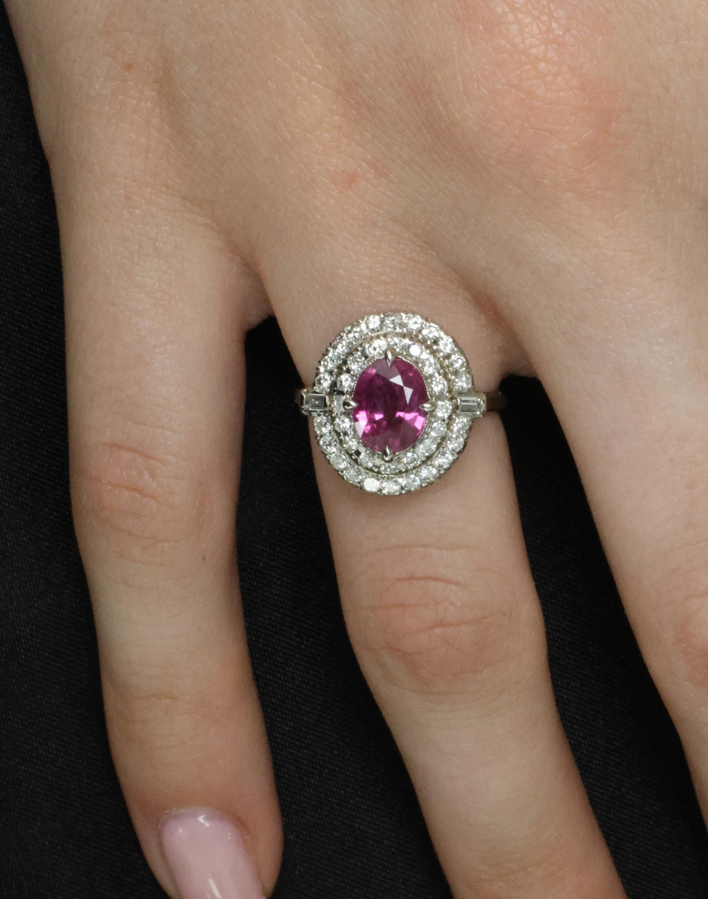Fine Vintage 2.02ct GIA Thai Ruby & 0.83 Diamond Platinum Ring, Size 6