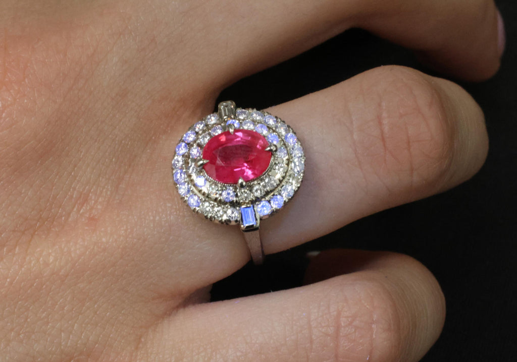 Fine Vintage 2.02ct GIA Thai Ruby & 0.83 Diamond Platinum Ring, Size 6