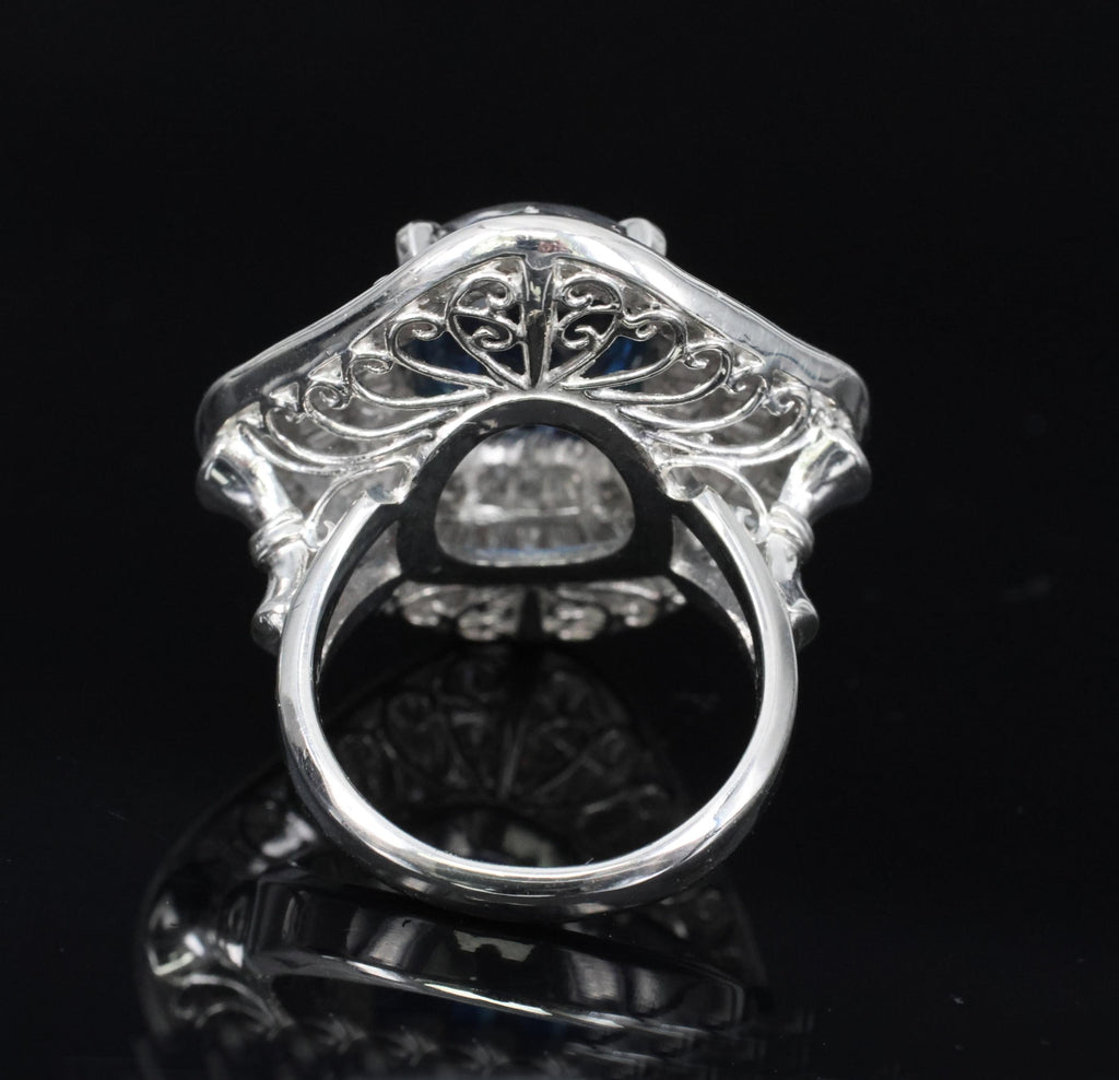 Massive 8.05ct GIA Thai Blue Sapphire & 3.16ct Diamond Platinum Ring, Size 7.5