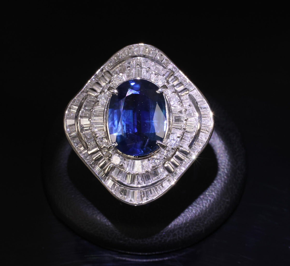 Massive 8.05ct GIA Thai Blue Sapphire & 3.16ct Diamond Platinum Ring, Size 7.5