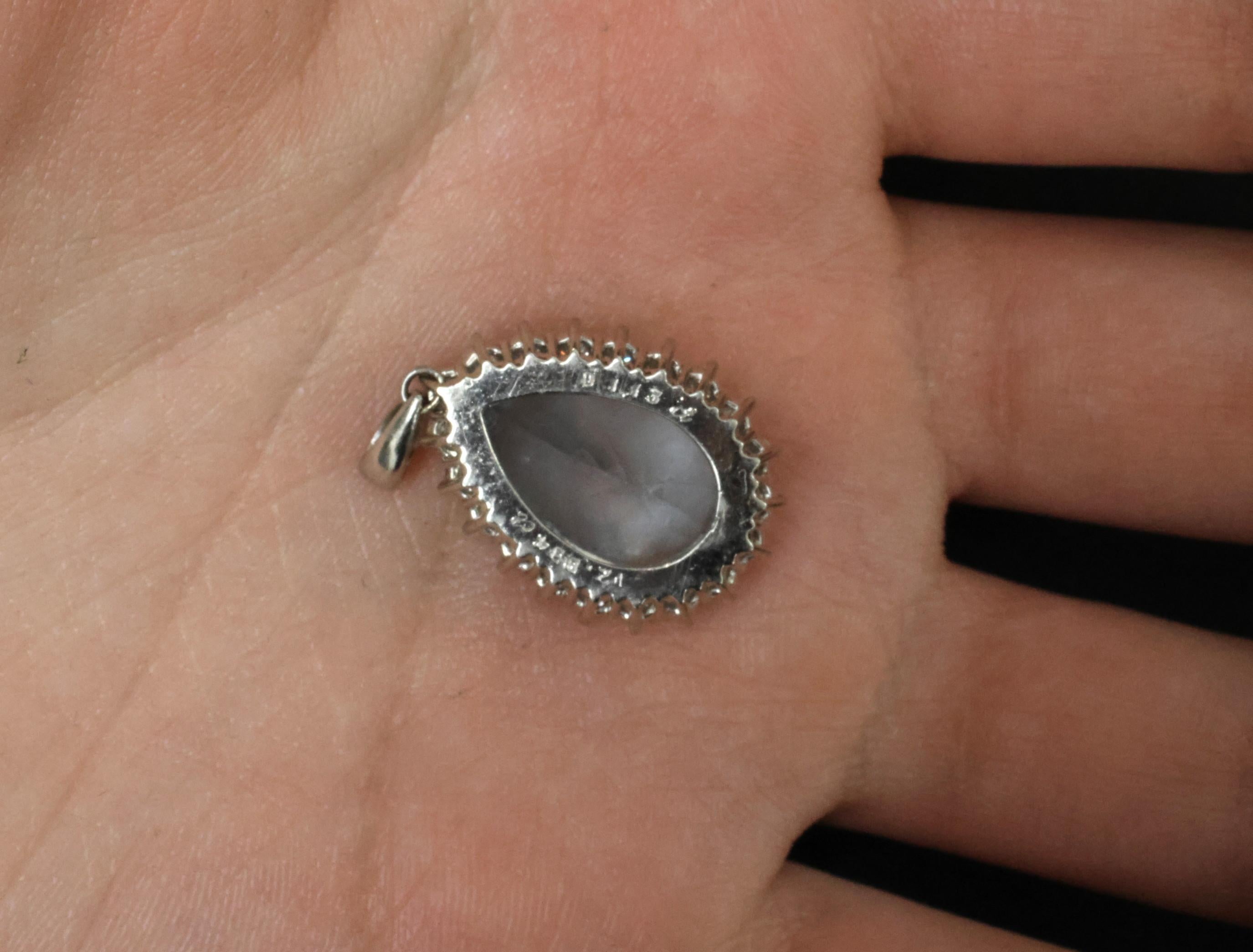 Fine 12.83ct Pear Shape Blue Topaz & 1.13ct Diamond Platinum Pendant