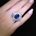 Massive 8.05ct GIA Thai Blue Sapphire & 3.16ct Diamond Platinum Ring, Size 7.5