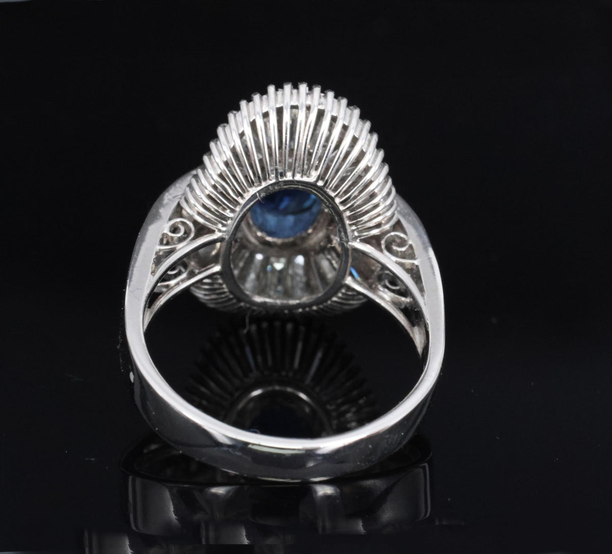 Vintage 2.48ct GIA Intense Blue Sapphire & 2.69ct Diamond Platinum Ring, Size 7