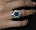 Vintage 6.27ct GIA Certified Sapphire & 1.46ct Diamond Platinum Ring, Size 8.25