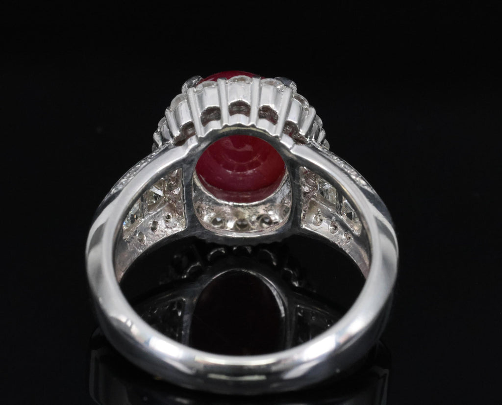 Fine 6.82ct Mitsukoshi Natural Star Ruby 1.50ct Diamond Platinum Ring, Size 7.75