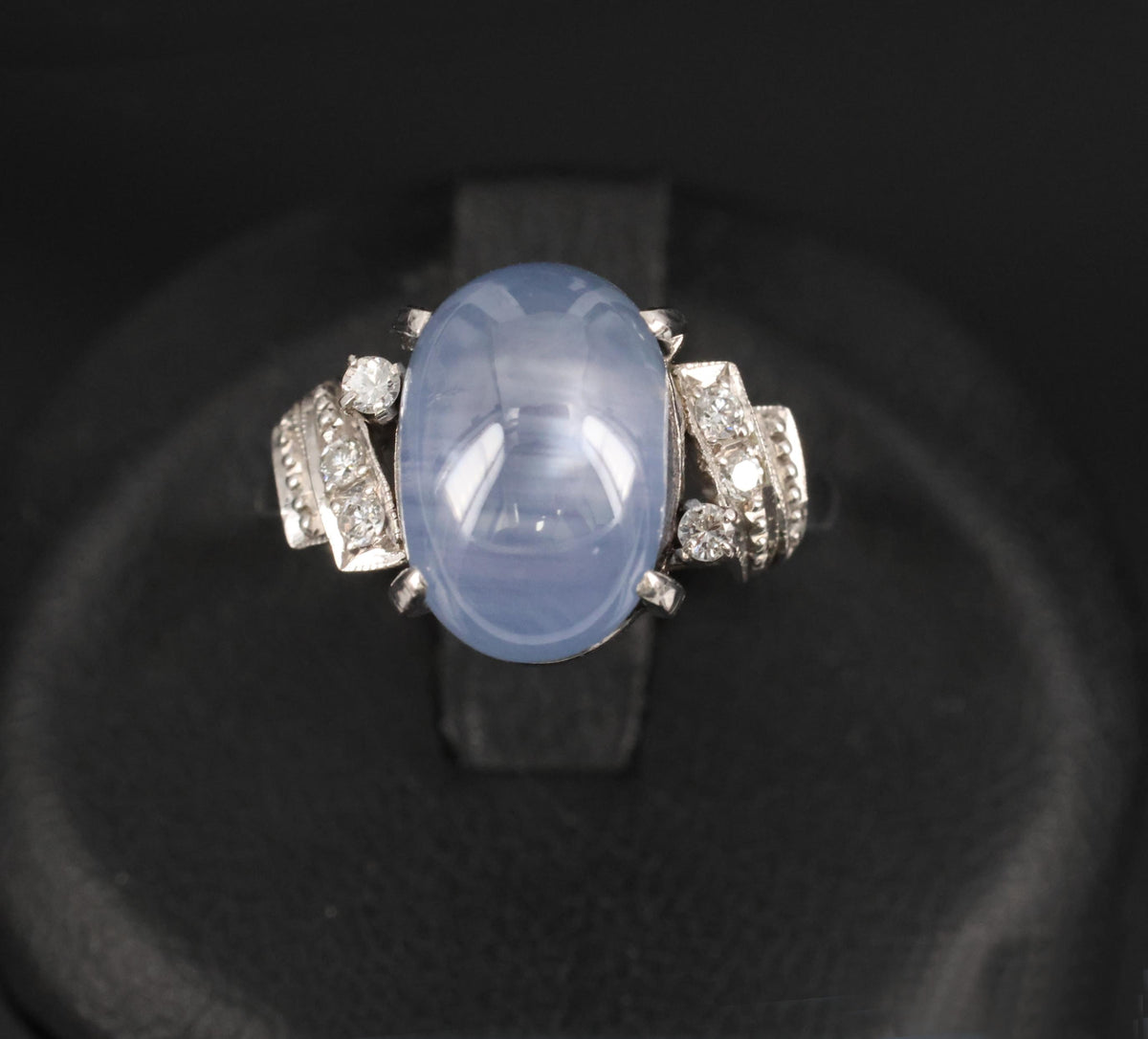 9.11ct Natural Untreated Star Sapphire & 0.15ct Diamond Platinum Ring, Size 5.75