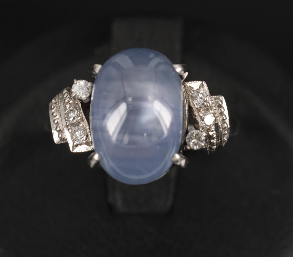 9.11ct Natural Untreated Star Sapphire & 0.15ct Diamond Platinum Ring, Size 5.75