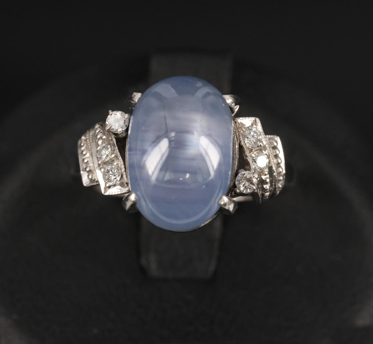 9.11ct Natural Untreated Star Sapphire & 0.15ct Diamond Platinum Ring, Size 5.75