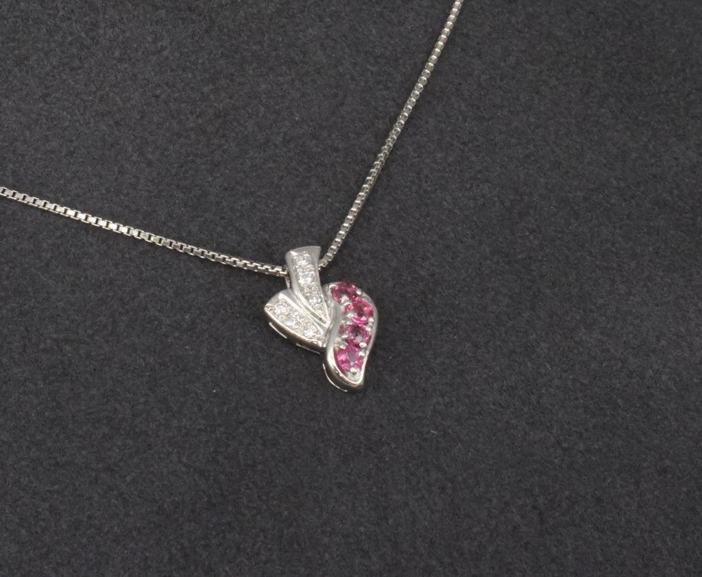 Vintage 0.36ct Natural Ruby & 0.09ct Diamond Platinum Necklace 6.8 Grams