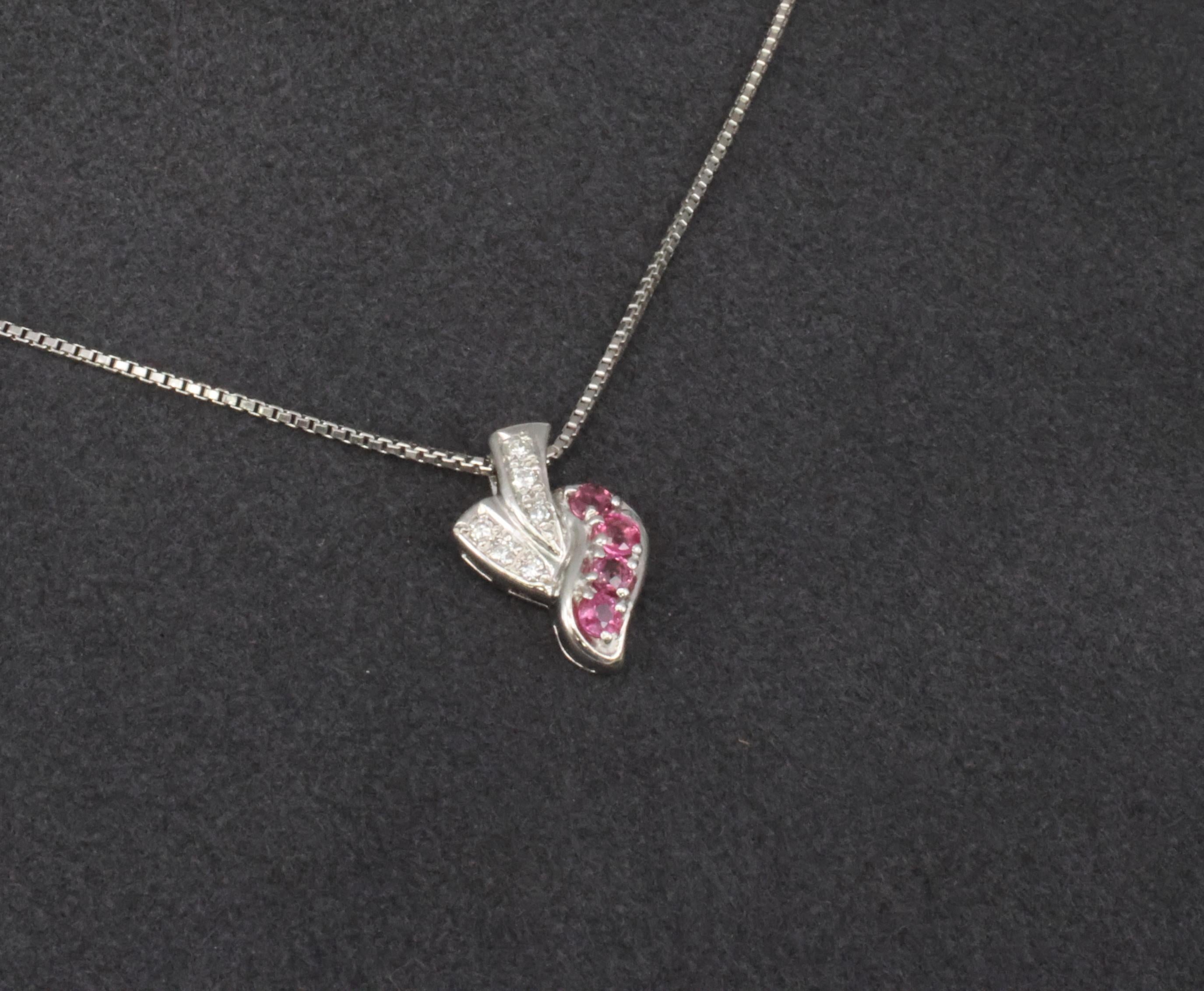 Vintage 0.36ct Natural Ruby & 0.09ct Diamond Platinum Necklace 6.8 Grams