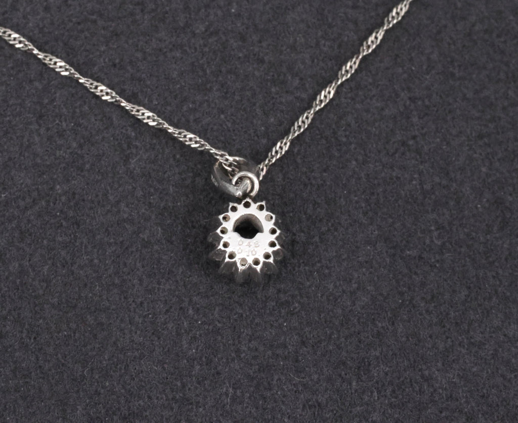 Estate 0.29ct Royal Blue Sapphire & 0.19ct Diamond Platinum Halo Necklace