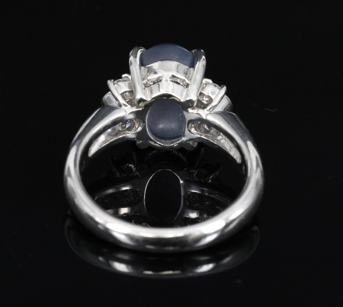 Fine 5.90ct Natural Blue Star Sapphire & 0.21ct Diamond Platinum Ring, Size 4.75