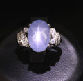 9.11ct Natural Untreated Star Sapphire & 0.15ct Diamond Platinum Ring, Size 5.75
