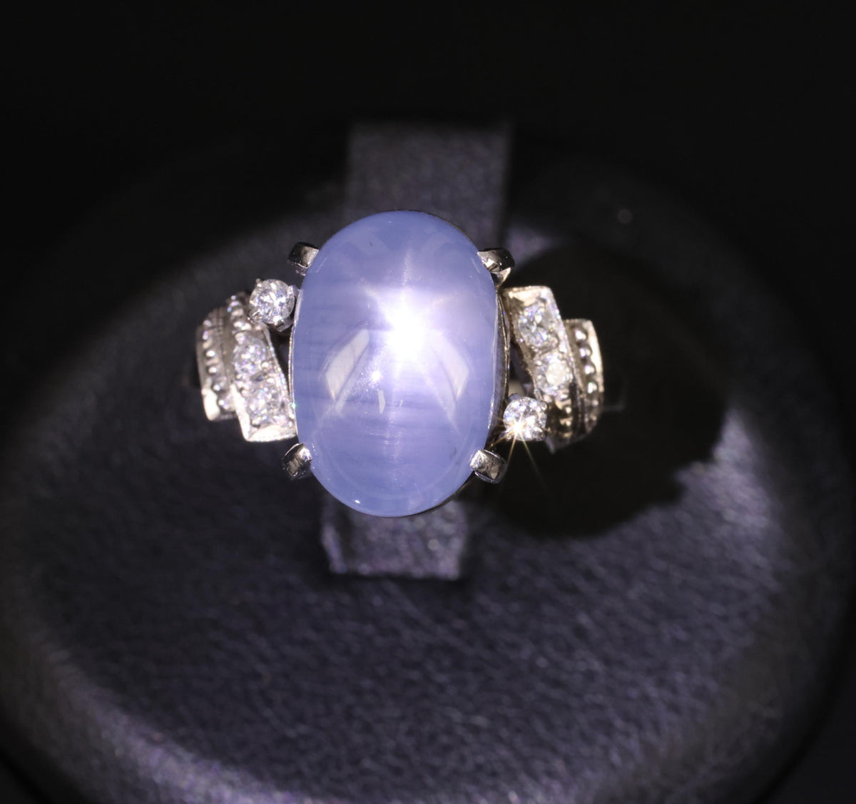 9.11ct Natural Untreated Star Sapphire & 0.15ct Diamond Platinum Ring, Size 5.75