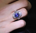 Vintage 2.48ct GIA Intense Blue Sapphire & 2.69ct Diamond Platinum Ring, Size 7