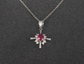 Fine 0.35ct Intense Red Ruby & 0.16ct Diamond Platinum Cross Necklace