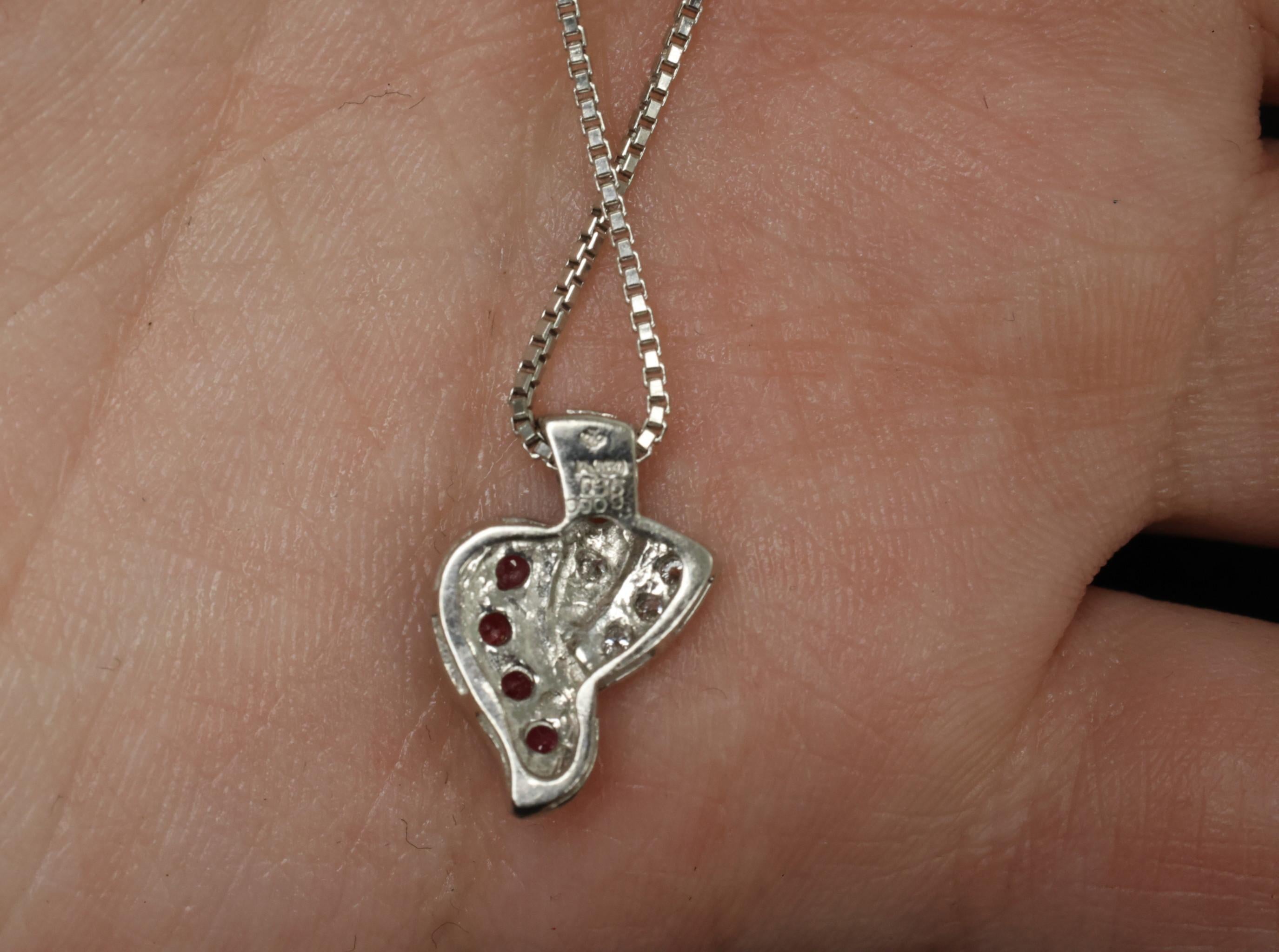 Vintage 0.36ct Natural Ruby & 0.09ct Diamond Platinum Necklace 6.8 Grams