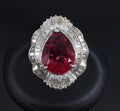 Fine 7.79ct Natural Rubellite Tourmaline 2.04ct Diamond Platinum Ring Size 5.75