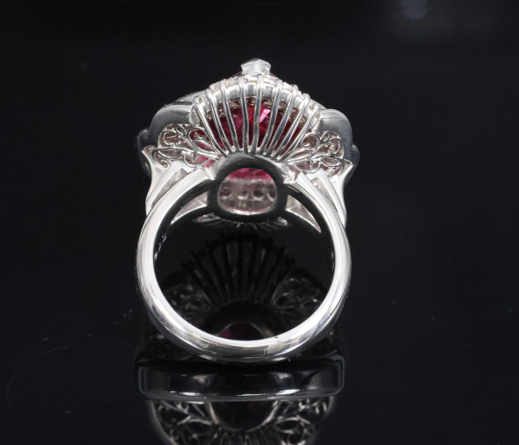 Fine 7.79ct Natural Rubellite Tourmaline 2.04ct Diamond Platinum Ring Size 5.75