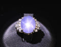Vintage 7.11ct Blue Star Sapphire & 0.42ct Diamond Platinum Ring, Size 5