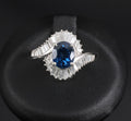 Fine 1.96ct Natural Intense Blue Sapphire 0.60ct Diamond Platinum Ring, Size 6.5