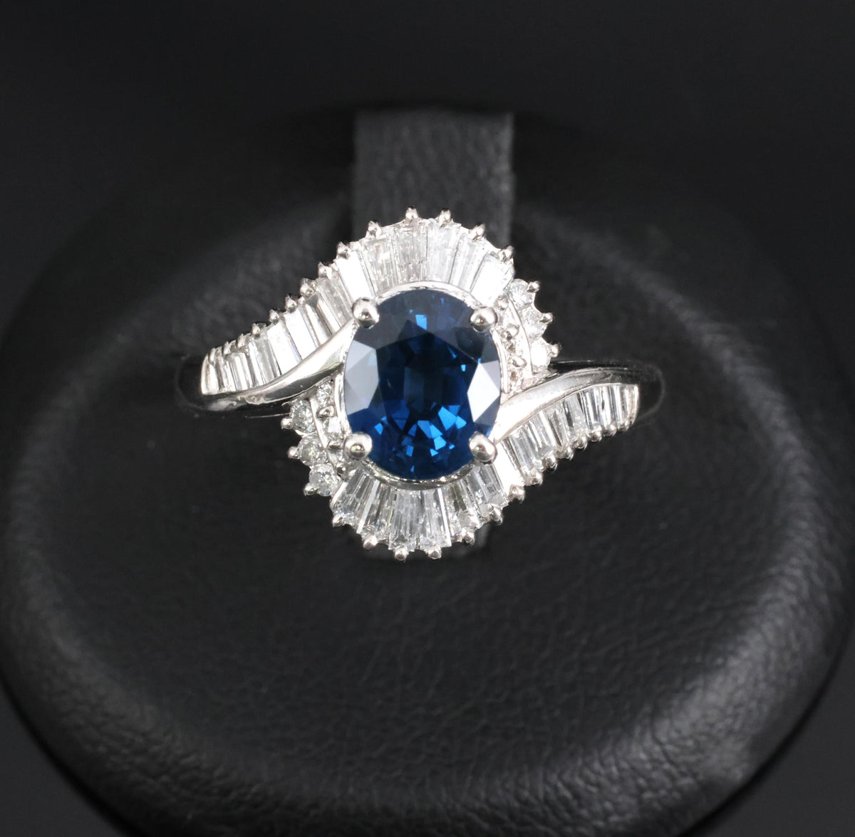 Fine 1.96ct Natural Intense Blue Sapphire 0.60ct Diamond Platinum Ring, Size 6.5