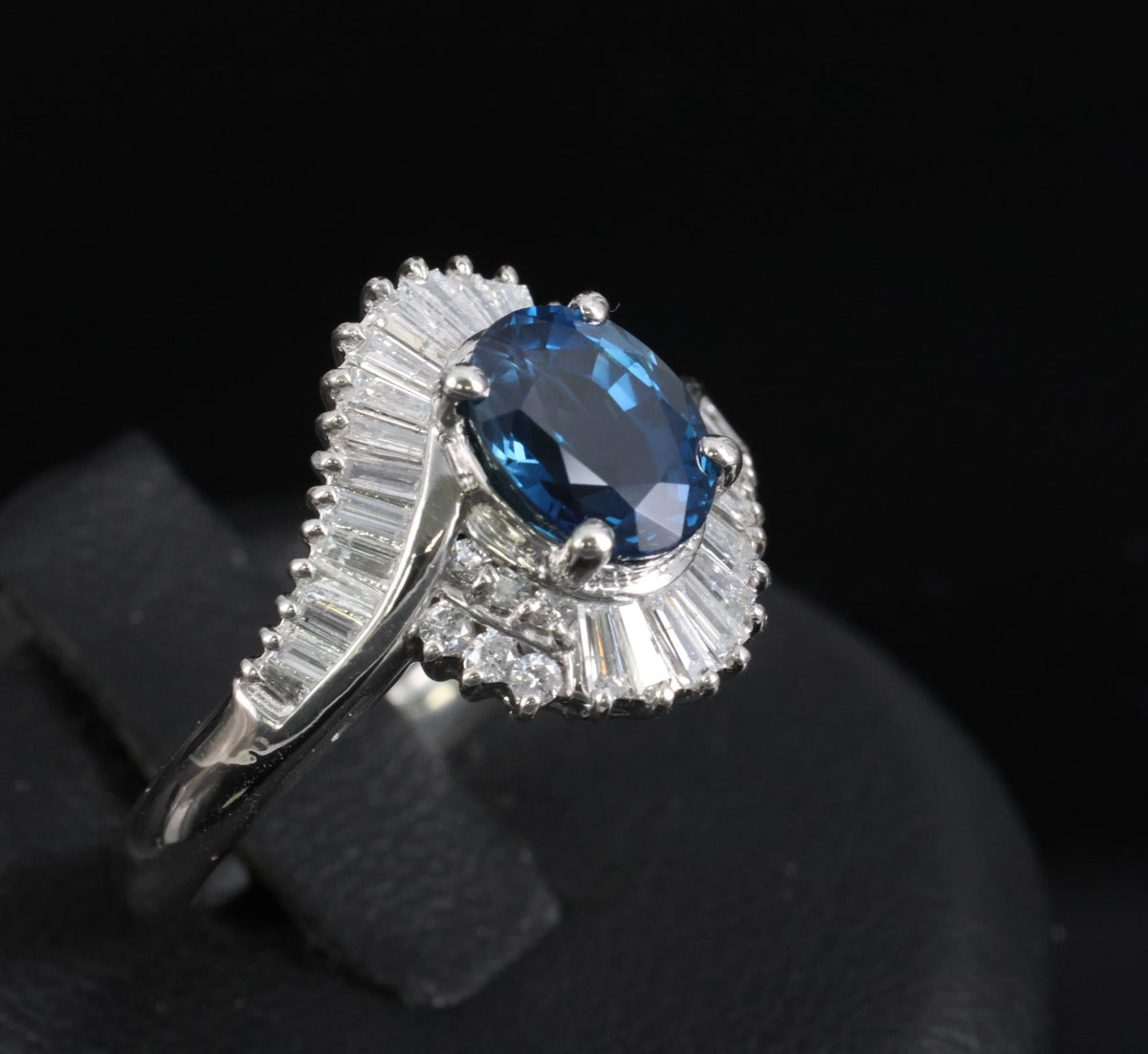 Fine 1.96ct Natural Intense Blue Sapphire 0.60ct Diamond Platinum Ring, Size 6.5