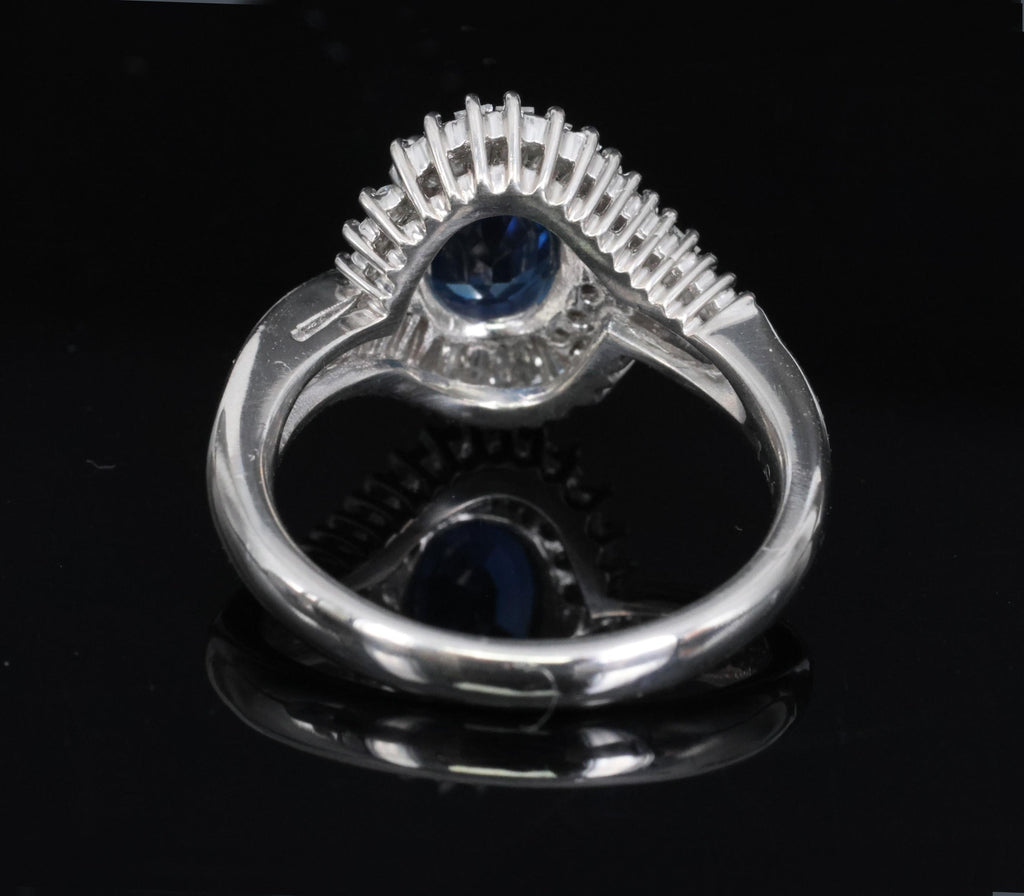 Fine 1.96ct Natural Intense Blue Sapphire 0.60ct Diamond Platinum Ring, Size 6.5