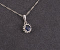 Estate 0.29ct Royal Blue Sapphire & 0.19ct Diamond Platinum Halo Necklace
