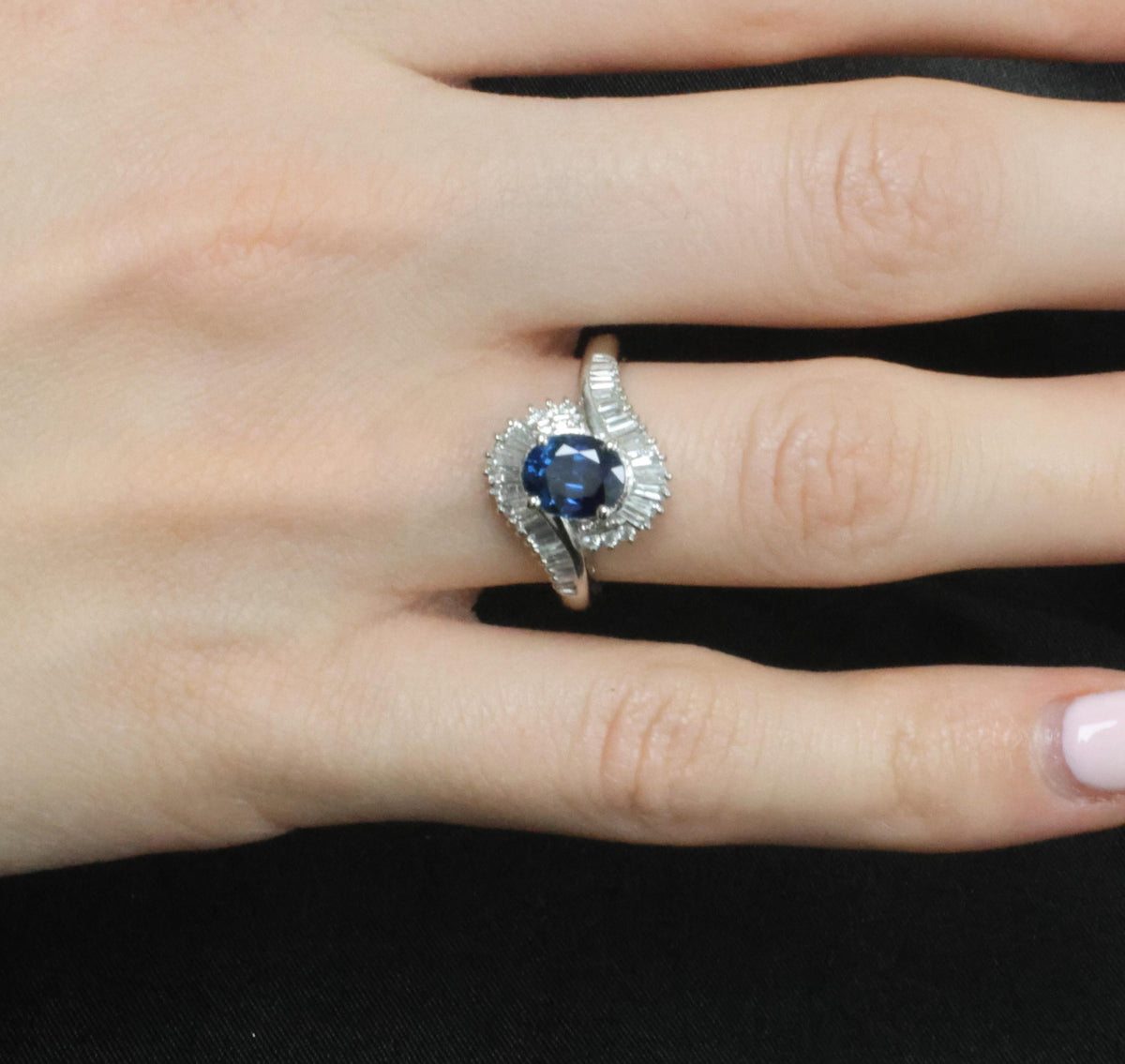 Fine 1.96ct Natural Intense Blue Sapphire 0.60ct Diamond Platinum Ring, Size 6.5